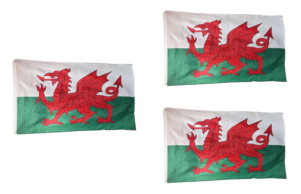 Premium Quality 5 Feet X 3 Feet Wales Welsh Flag With Eyelets For Camping And Boating