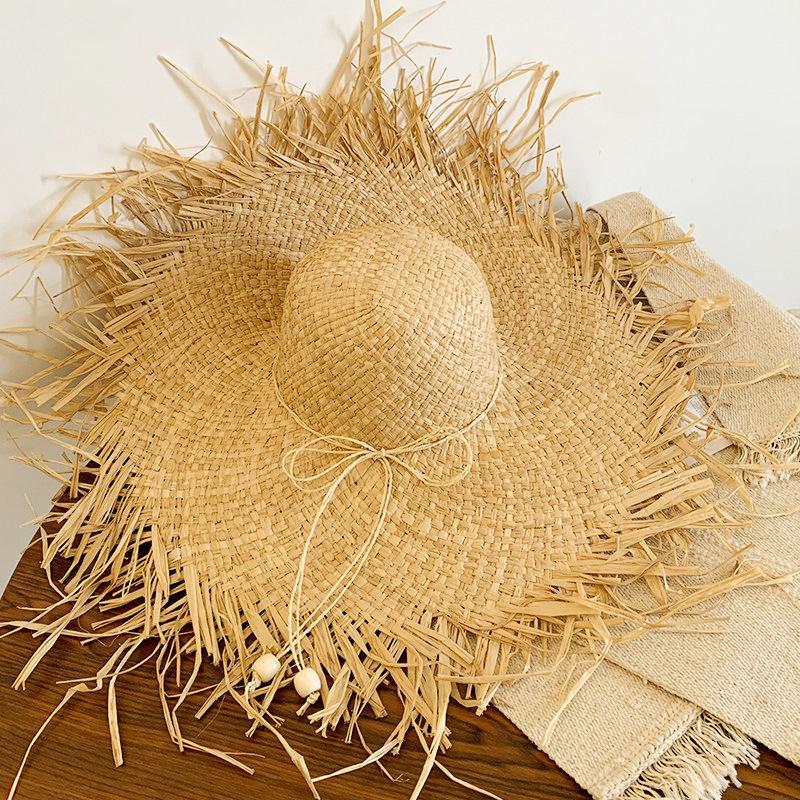Big Edge Hat Women's Summer Vacation Wind Raffia Straw Hat Big Brim Sunshade Sunscreen Burr Edge Temperament Beach Hat
