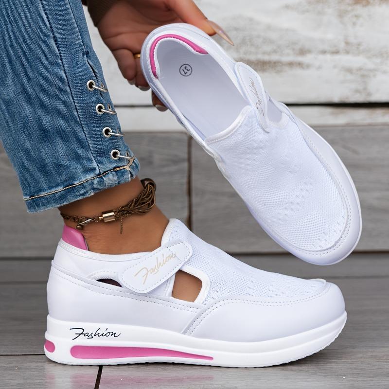 [Breathable Women's Sneakers] Comfortable & Breathable Women's Knit Low-Top Casual Sneakers | Slip-On Flat Shoes with Closure