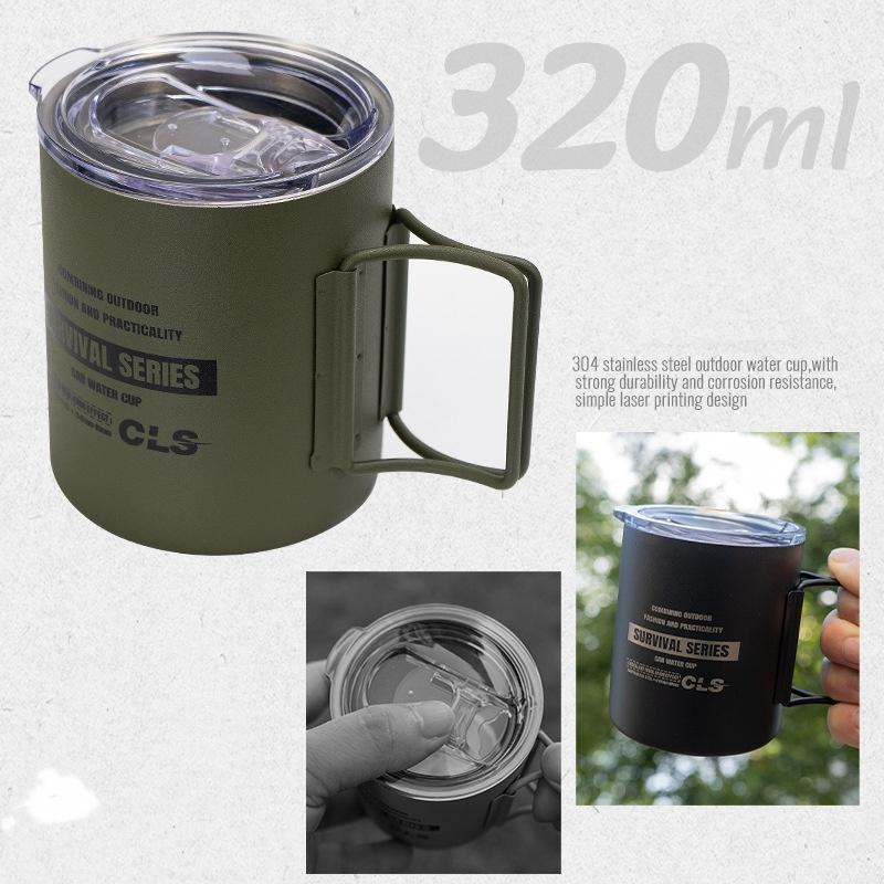 320ml Double Layer 304stainless Steels Water Cup Coffee Tea Mug Party for Home Outdoor Camping Hiking Backpacking Travle Cup