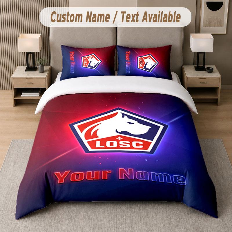 Custom Bedding Set LOSC Lille Pattern, Print Name Text 1 Duvet Cover plus 2 Pillowcases Home Textile