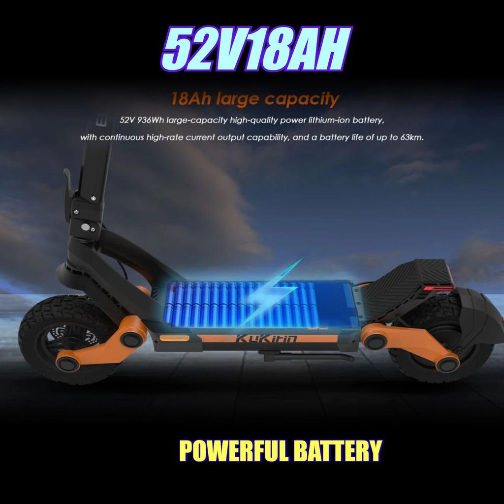 Elektrická koloběžka KUKIRIN G3 1200W Výkonný motor 52V 18Ah 52km/h 63km Dlouhý dojezd Terénní 10palcové pneumatiky Skládací Escooter