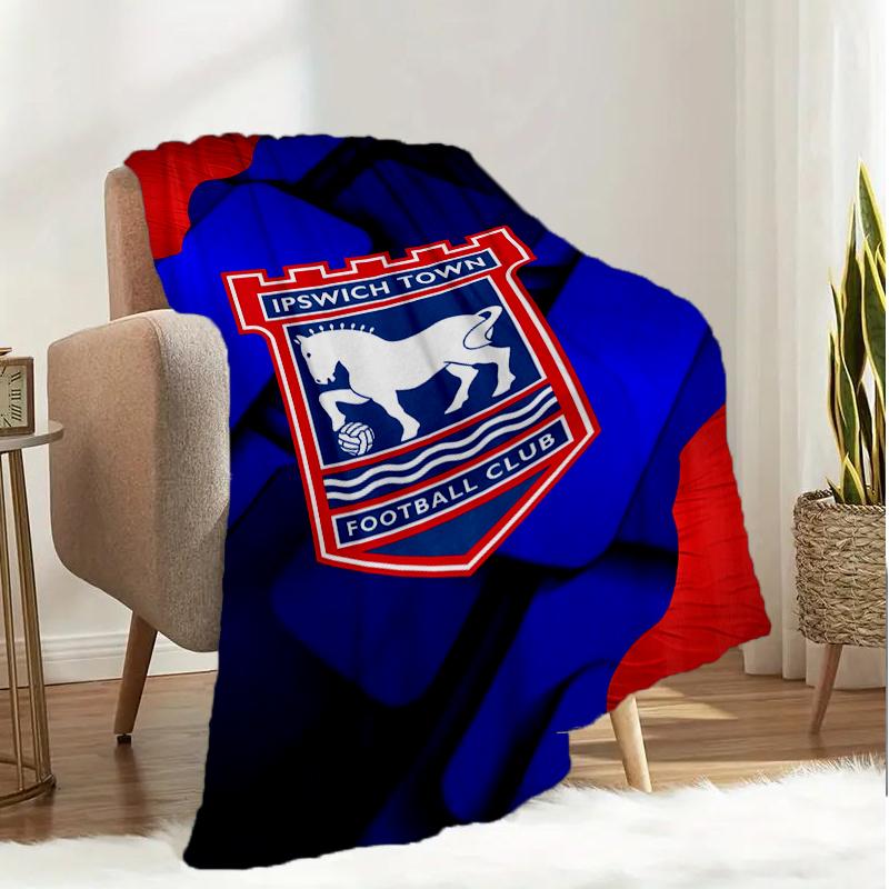 FC Ipswich Crest Blanket Lightweight Ideal Bedding Blanket Perfect for Travel, Camping, Living Rooms, Offices, Sofas, Fan Christmas Gift