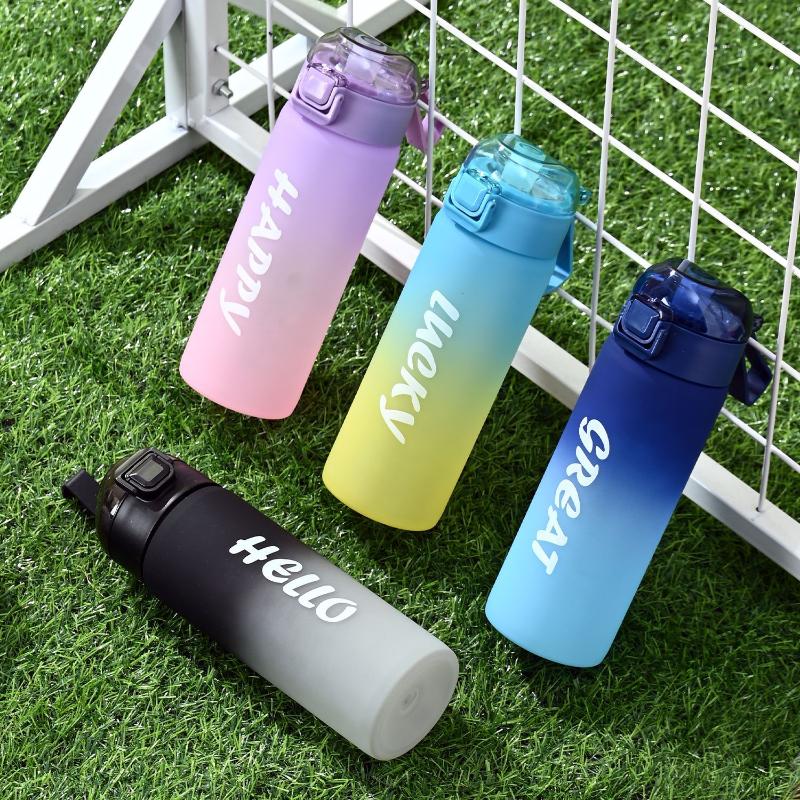 1PC 650ml Gradient Sport Water Bottle, BPA-Free Leakproof Portable Fitness Jug with Straw for Gym Outdoor Beach Travel