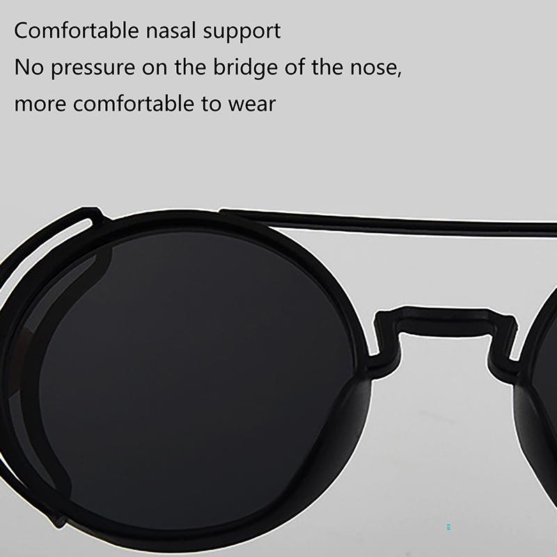 Pc Sunglasses Steam Punk Double Spring Leg Glasses Fashion Trend Round Sunglasses