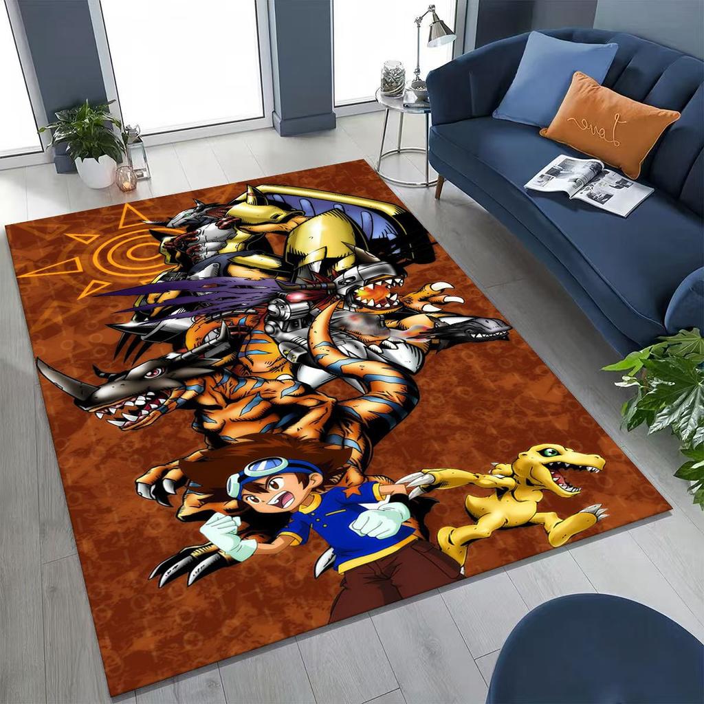 Retro Digimon Adventure Angewomon Agumon Cartoon Rug for Bedroom Living Room Sofa Home Doormat Decor,Kids Non-slip Floor Mat