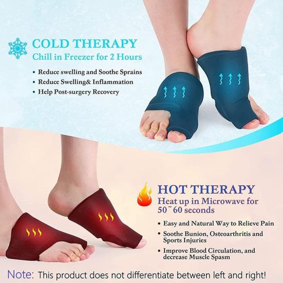 Foot Toe Ice Pack Wrap Reusable Bunion Surgery Plantar Fasciitis Hallux Valgus Swelling Injuries Pain Relief Gel Hot Cold Compress Therapy Pack