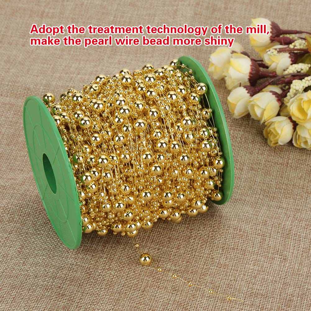 60m roll Electroplating Pearl Wire Beads Garland String DIY Wedding Decoration 3mm+8mm