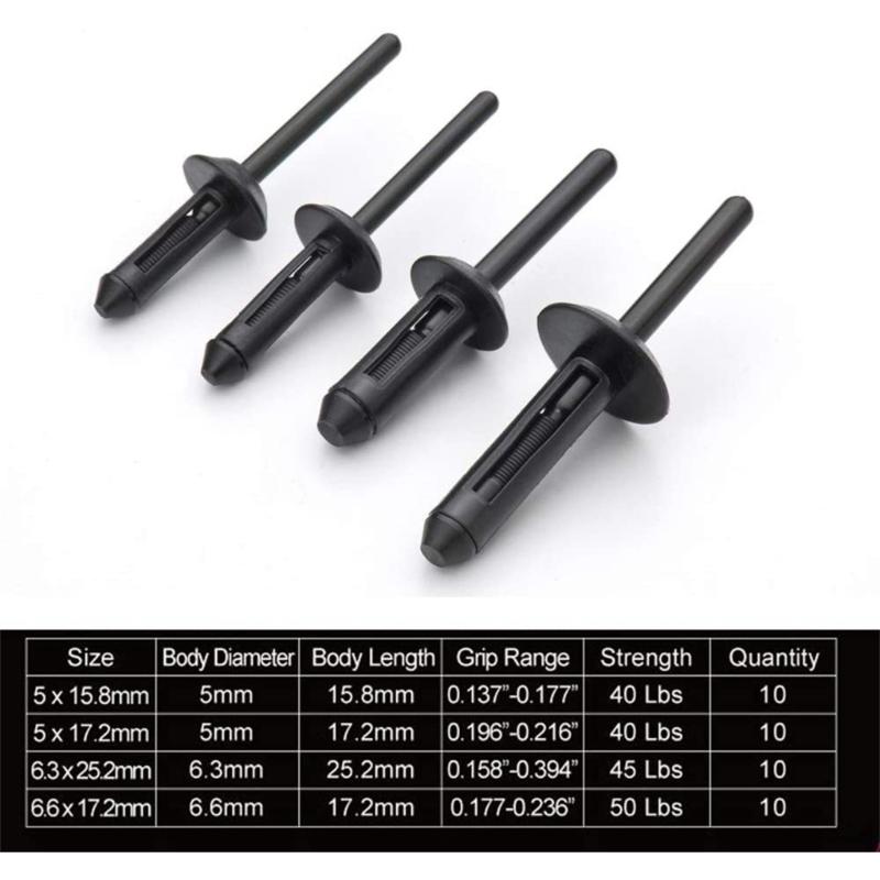 Schnelle Installation Kunststoff-Nietwerkzeug-Set Ergonomischer Griff Verlängerte Lebensdauer 41-teiliges Zubehör für Metall-Holz-Anwendung