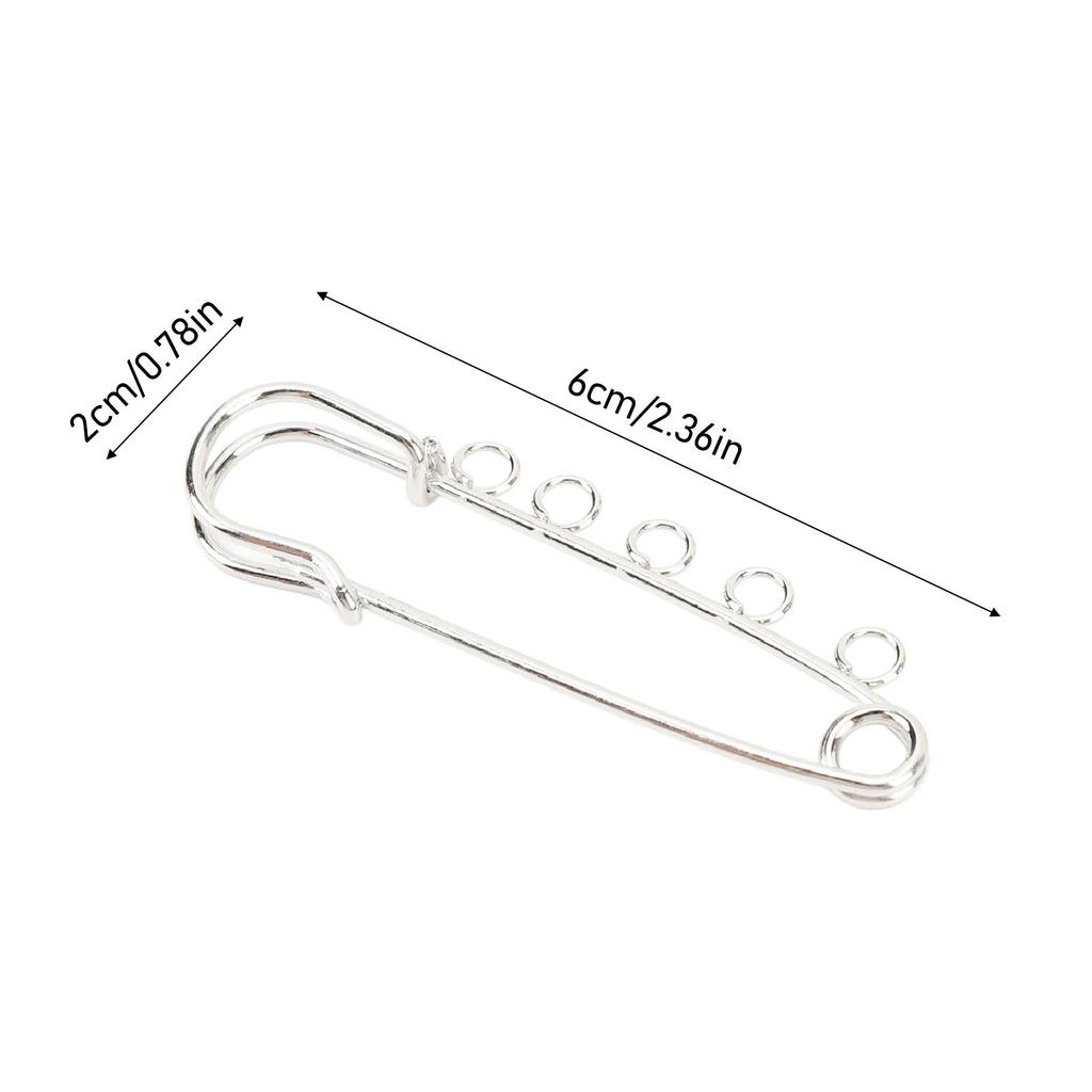 20PCS Brooch Safety Pins Metal Heavy Duty Safety Pins with 5 Holes for Jewelry Making Clothes Blankets Sewing Gold Silver
