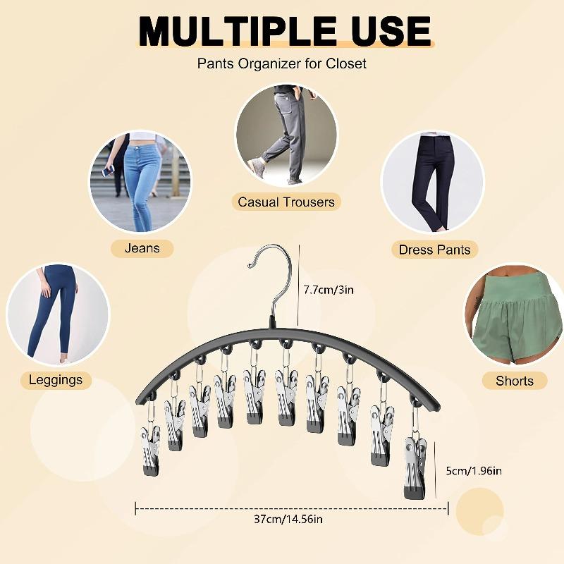 Legging Organizer For Closet, Metal Yoga Pants Hangers 10 Clips Holds 10 Leggings, Space Saving Hanging Closet Organizer Rubber