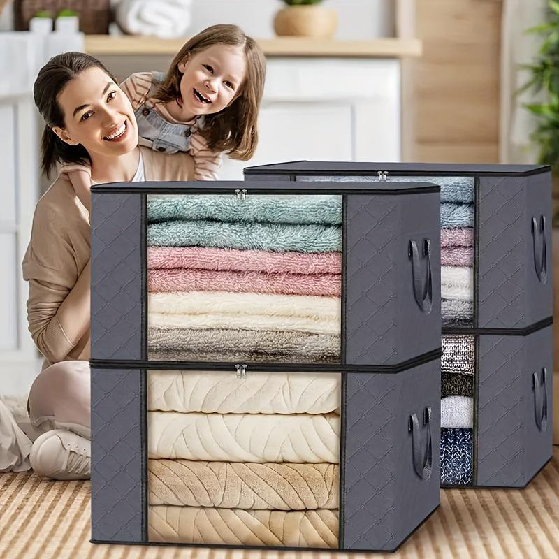 Portable Folding Cotton Quilt Storage Bag for Bedroom, Closet, or Dorm Wardrobe Organization