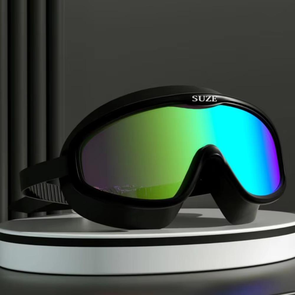 Large Frame Swimming Goggles Anti-fog with Glasses Case Diving Eyewear Silicone Anti-UV Water Racing Glasses Pool