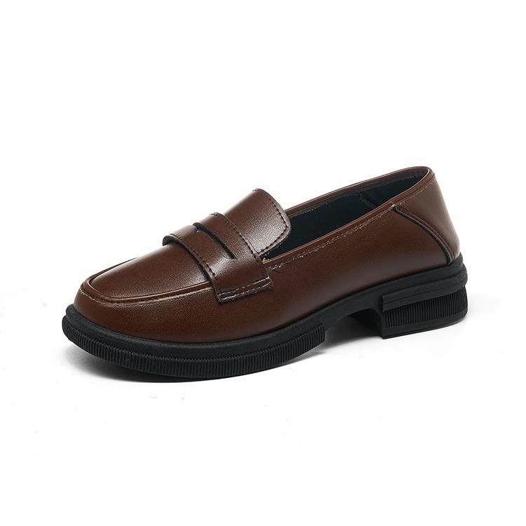 Versatile retro style small leather shoes women's season single shoes soft flat bottom one pedal