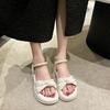 Summer New Fairy Style Pearl Platform Sandals