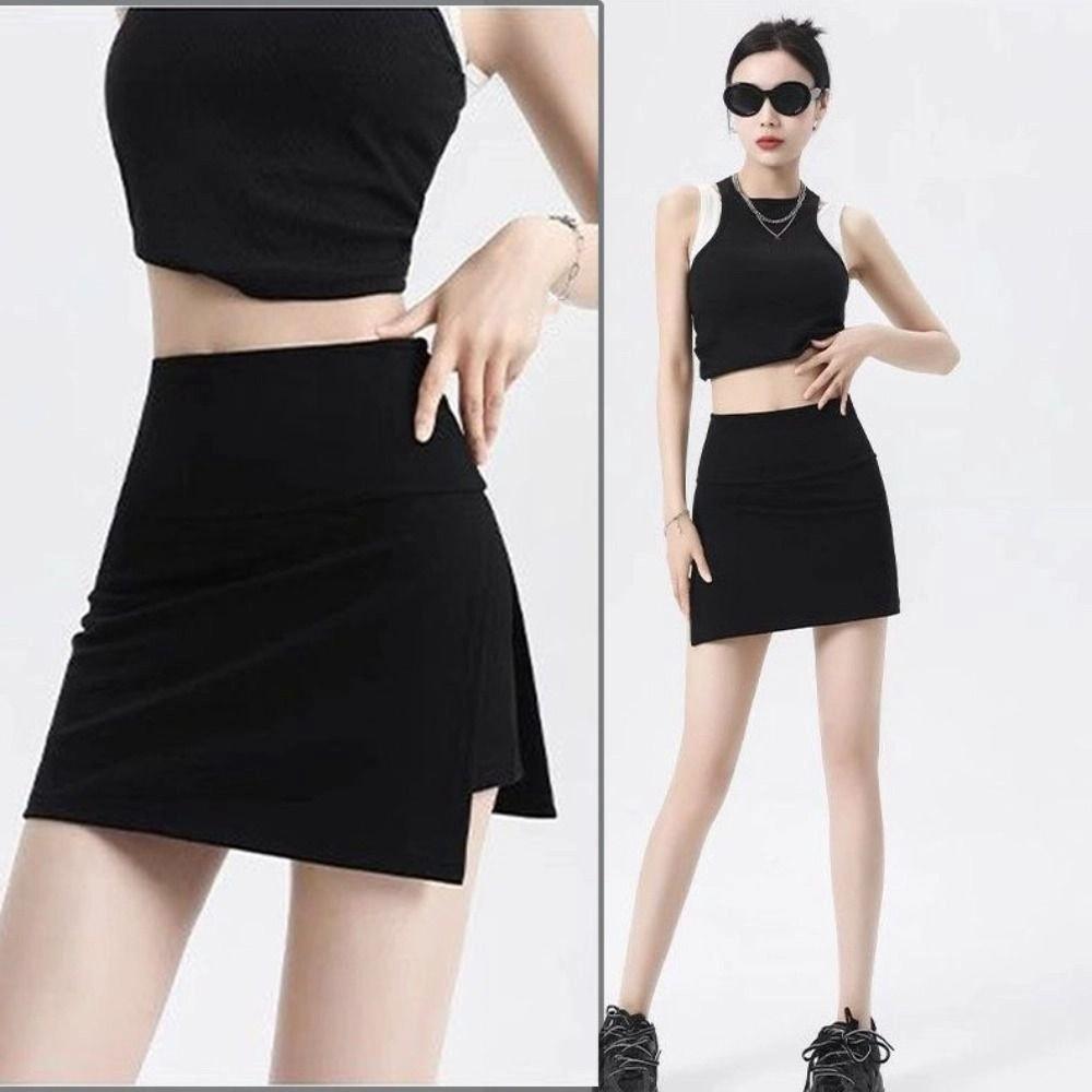 Asymmetric Women's A-line Culottes Y2K Skirt with Safety Shorts Ins Mini Shorts Skirt Club