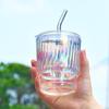 400ml vertikal gestreifte Doppel-Trinkglas Tasse