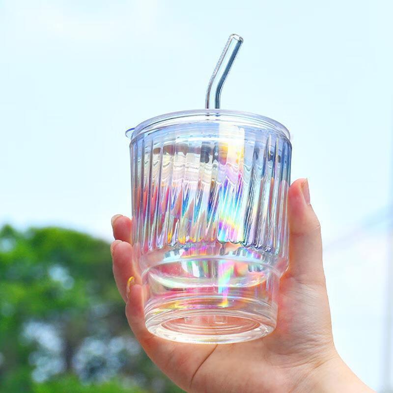 400ml vertikal gestreifte Doppel-Trinkglas Tasse