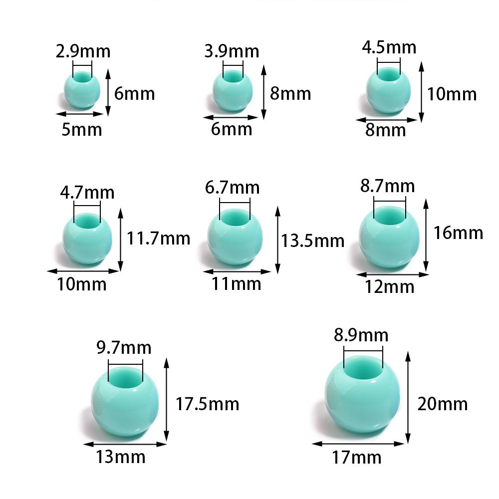 10-200pcs Acrylic Big Hole Beads Candy Color Round Loose Beads for DIY Jewelry Making Bracelets Necklace Keychain Accessories