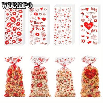 100 Pcs/Pack Candy Wrapping Cellophane Treat Bags with Twist Ties Candy Cookie Bags Gift Bags for Wedding Snack Dessert Party Favor Packaging