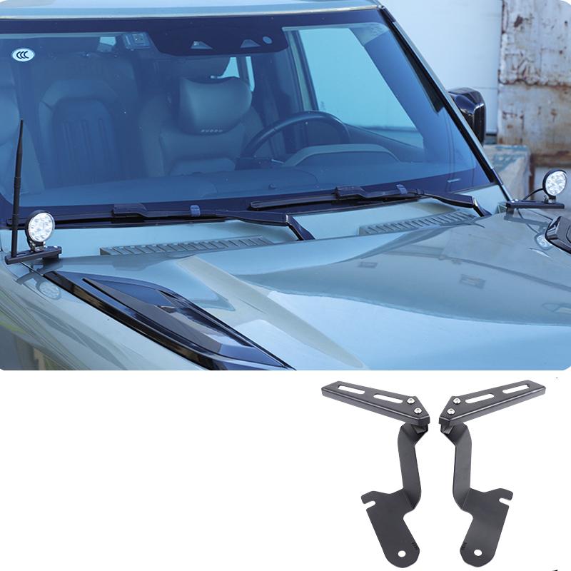 For Landdd Rover Defender 90 110 2020-2025 Trim Accessories LED Spotlight Bracket Car Hood Searchlight Carbon Steel Black