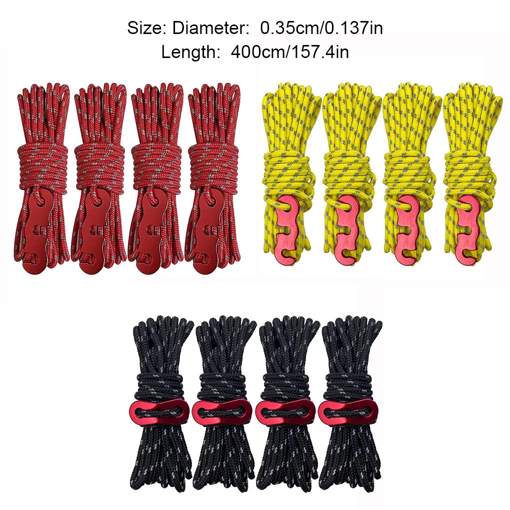 4 Pcs Tent Rope Hiking Wire Camping Supplies Firm Structure Multifunctional Windproof Outdoor Lanyard Reflective Safety