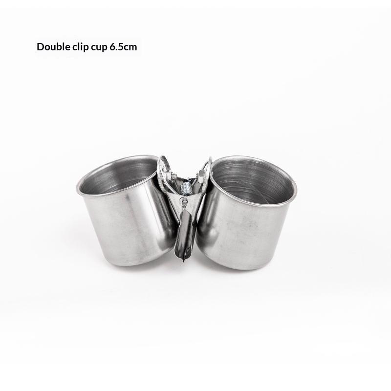 Hanging Cage Bowl For Pet Birds Anti-Turnover Stainless Steel Feeding Food Drinking Feeder Dish Clamp-On Water Drinker Cage Cup