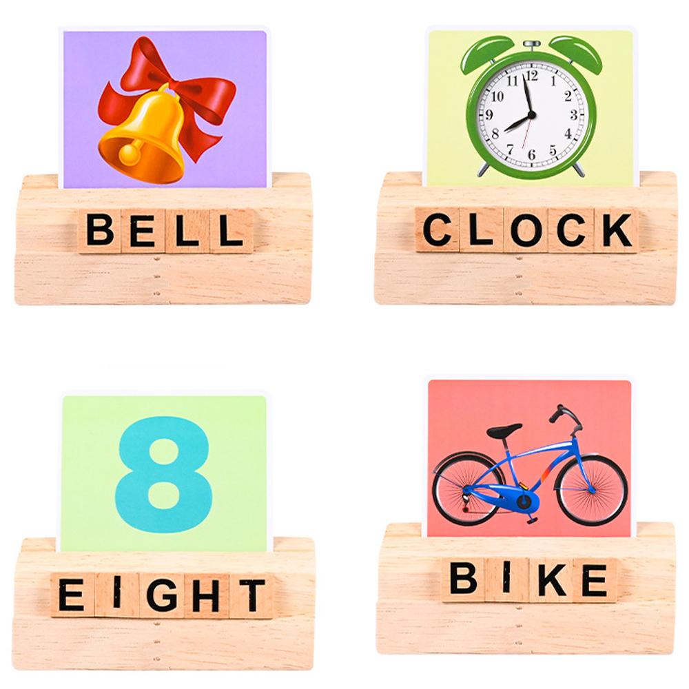 Children Wooden Spelling Puzzle Game Toy Montessori Educational Toys English Alphabet Cards Letter Learning Toys Gift for Kids