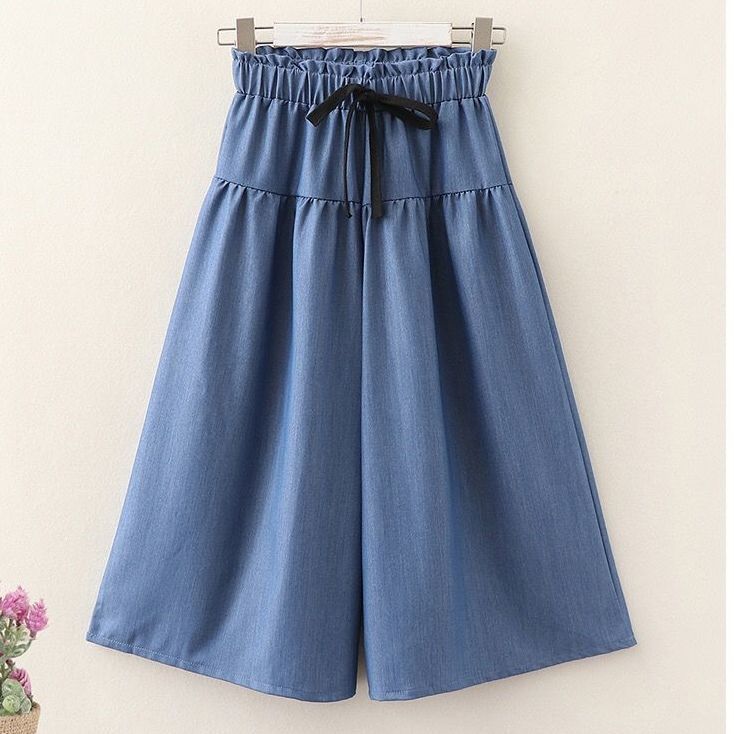 Mädchen Weitbeinige Hosen Sommer Dünne Seide Baumwolle 5-Nadel-Hose, Atmungsaktiv Mittlere Größe Kinder Sommer Mode Cropped Hosen