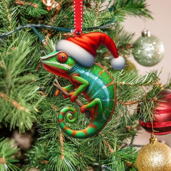 Vánoční ozdoby Kreslený zvířecí vzor Dekorace vánočního stromku 2D Plochý šnek/Moucha/Kachna Akrylová přívěsek na okno Zeď Strom Dekor