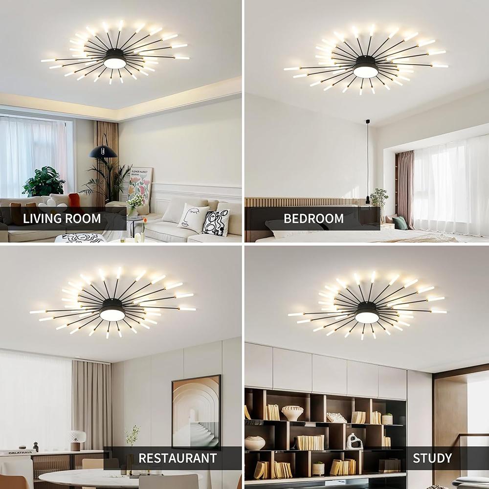 Moderne LED-Deckenleuchte, Kreativer Feuerwerks-Design-Kronleuchter, Wohnzimmer-Deckenleuchte, Bündig montierte Beleuchtung für Ausstellungsraum Schlafzimmer