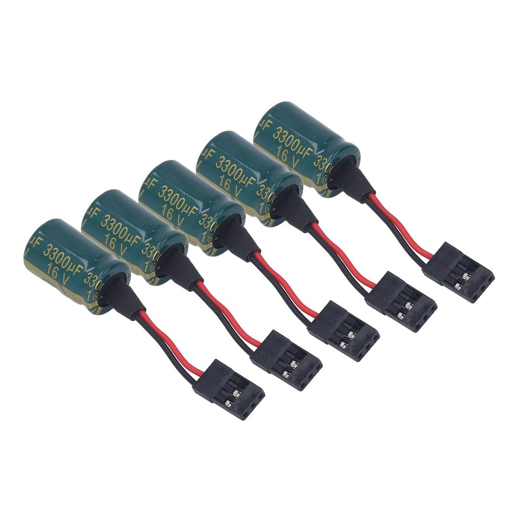 5pcs RC Drone Voltage Protector 3300uF 16V Large Capacitor Receiver Voltage Protector with Plug for FUTABA