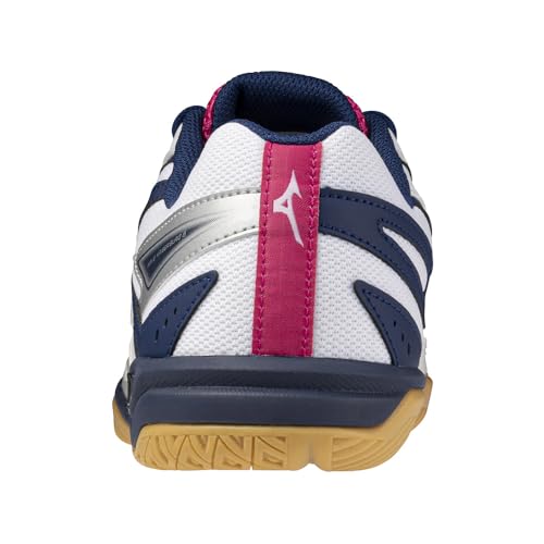 Mizuno Table Tennis Shoes Wave Kaiserburg 8 - Lightweight, for Club Activities and Gymnasiums, Women's, White X Pink X Navy, 23.5 Cm, 3E