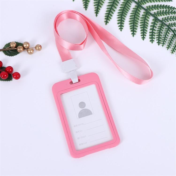 Plastic Double Sided Transparent Employees Work School Credential Badge Office Pass Id Card Holder Accessories Lanyard Decor