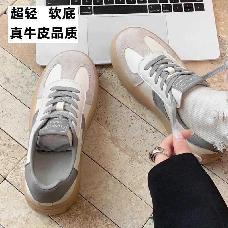 Leather Platform Women's Board Shoes Spring New Muffin Little White Shoes Height Increase Versatile Sports and Leisure Shoes