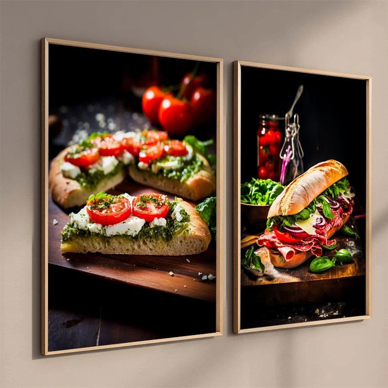Food Kitchen Poster Printing Meat Burger Pizza Canvas Painting Restaurant Decoration Wall Art Picture Home Decor Frameless Gifts