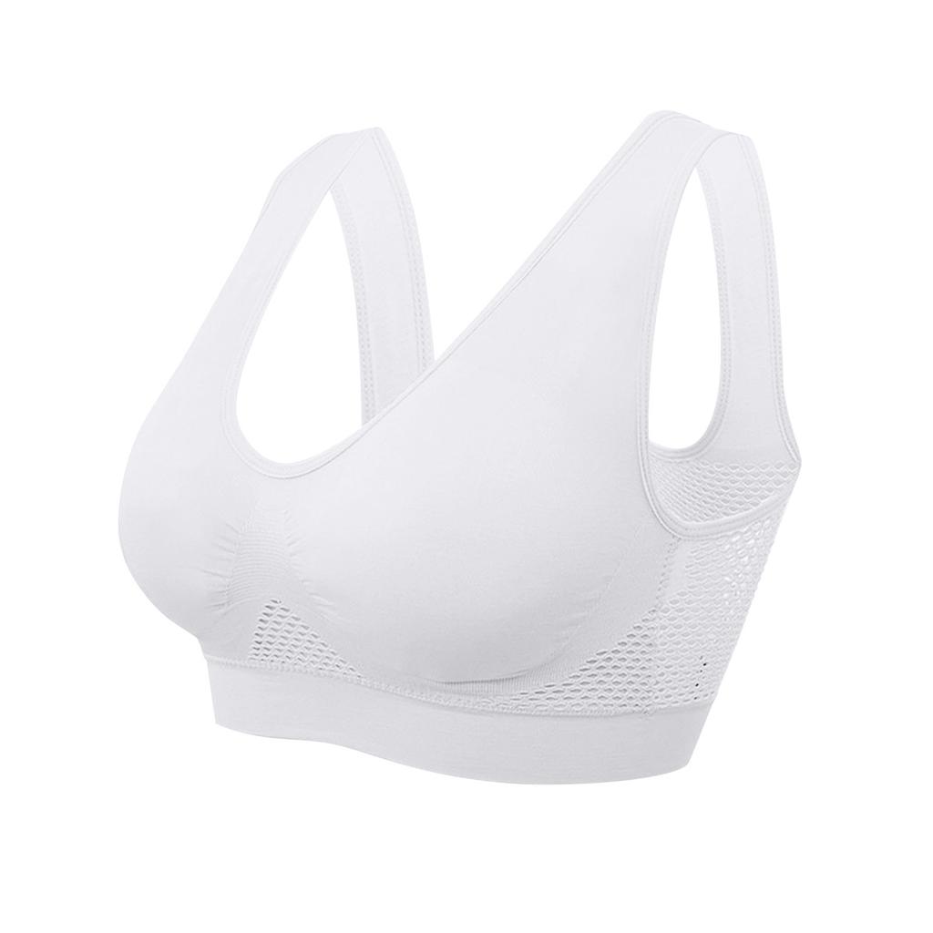 Women's Seamless Breathable Sports Bra Large Size Yoga Workout Top with Hollow Out Ventilation Design Stretch Fabric Support