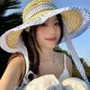 Lace Lace Beach Hat Straw Hat Women's Summer Curled Seaside Hollow Lafite Sun Hat Big Brim