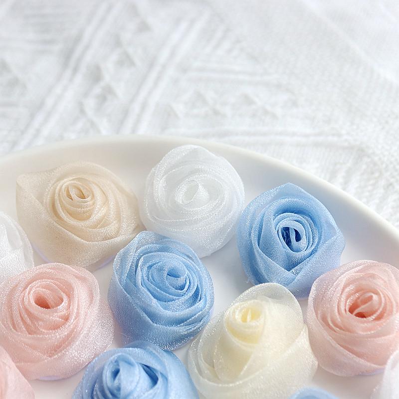 1Pcs Chiffon Artificial Flowers Heads 1CM Fake Flower for Home Decor Wedding Decoration Bridal Clothing Crafts Gifts Accessory