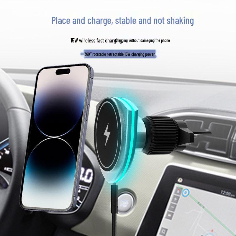15W Magnetic Wireless Car Charger & Phone Holder for Apple/Android