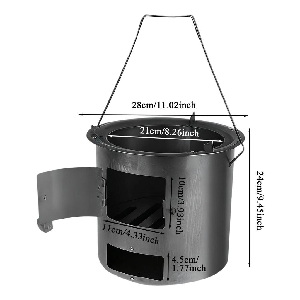 Multi Functional Thickened Firewood Stove with Handle for Outdoor Barbecue Home Cooking Tea Brewing Heating Camping Furnace