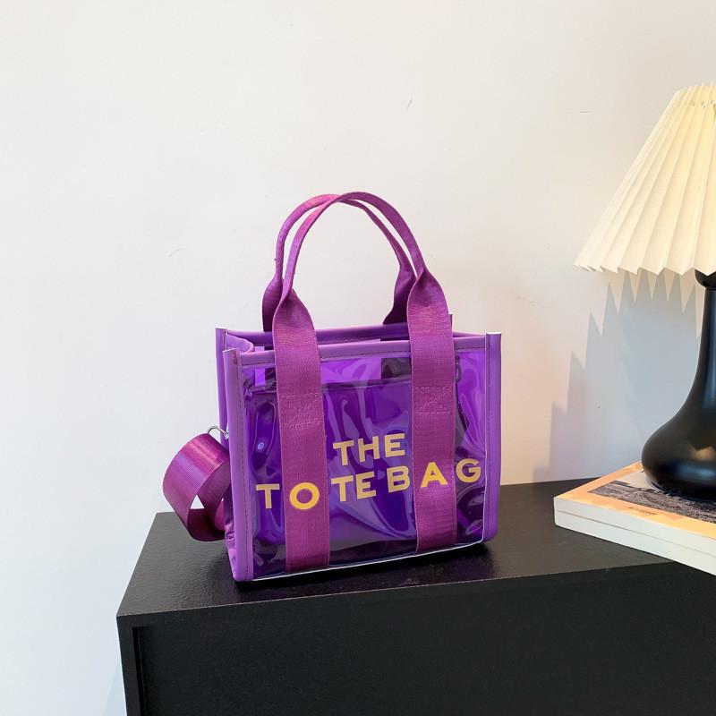 

Transparent Pvc Street Fashion Sub-mother Bag With Large Capacity And Zipper Closure Violet Gold
