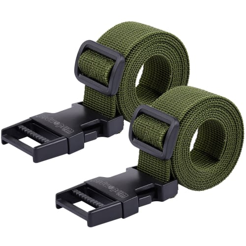 Wisdompro Suitcase Straps, 25mm Wide X 1.2m Long, One-Touch Adjustable Luggage Tie Straps, Packing Straps, Army Green, 2-Pack