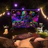 Glow in The Dark Skull DJ Tapestry, Blacklight Party Wall Art with Neon Palm Trees for Bedroom & Club