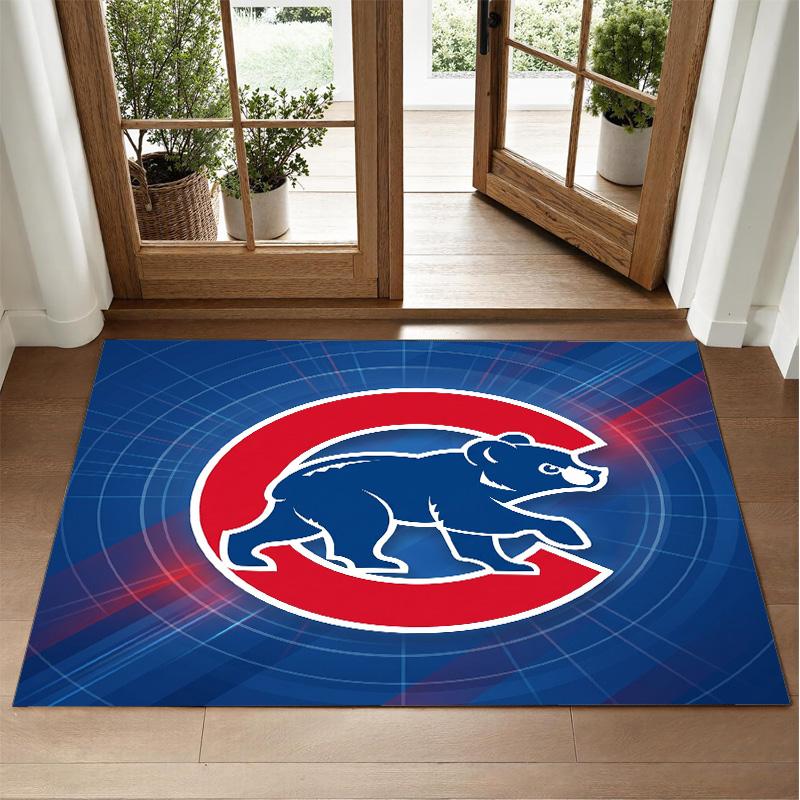 Chicago Cubs Design Crystal Velvet Rug Soft Decorative Mat for Bedroom Entrance