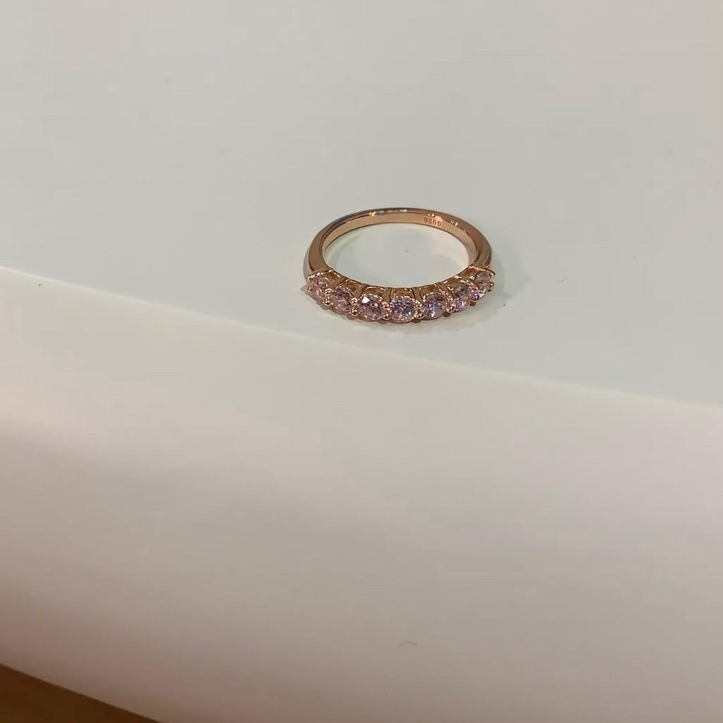 Pink Eyecatching Summer Full Row Crystal Ring With Unique Geometric Style Women For