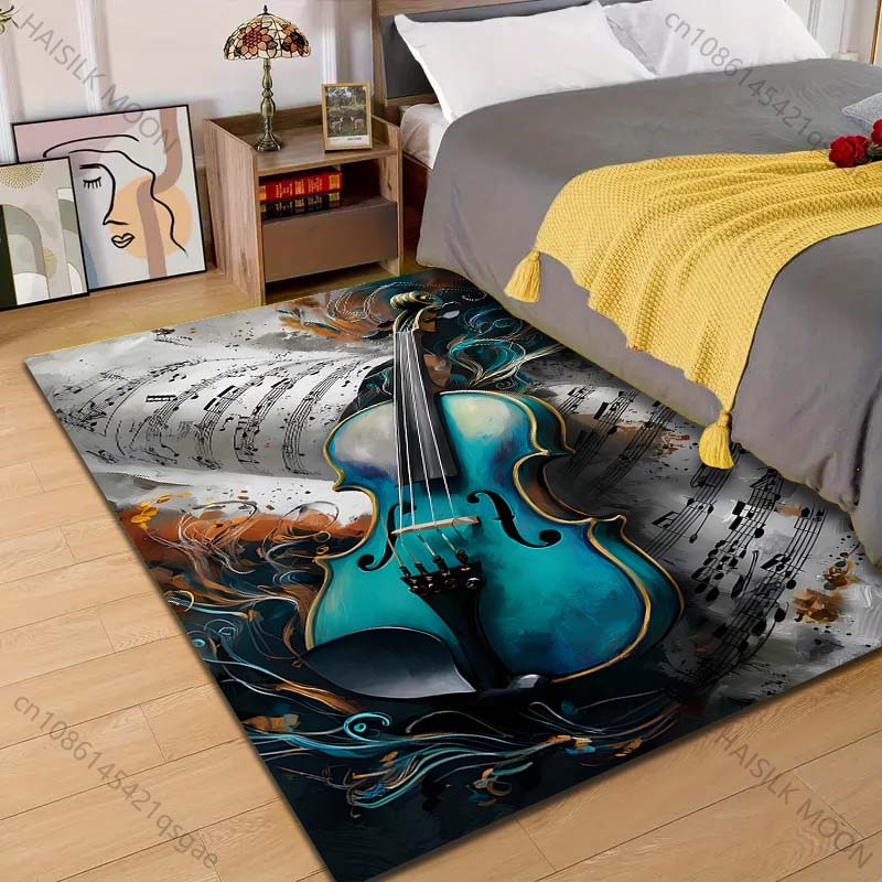 

Multiple sizes Blue violin and sheet music Carpet for Living Room Bedroom Sofa Home Decor Rus Non-slip Floor Mat Luxury Gift 40cm x 60cm