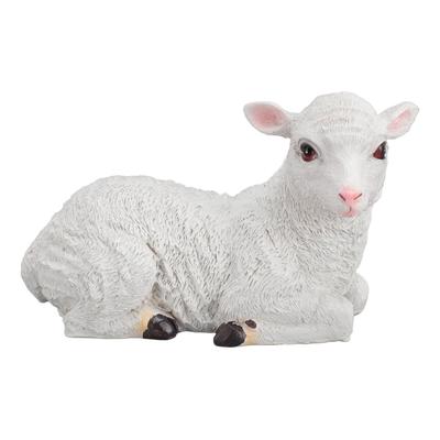 Resin Sheep Ornament Multipurpose Cute Vivid Fine Crafted Waterproof Garden Sheep Statue for Outdoor Indoor 24x12x15cm