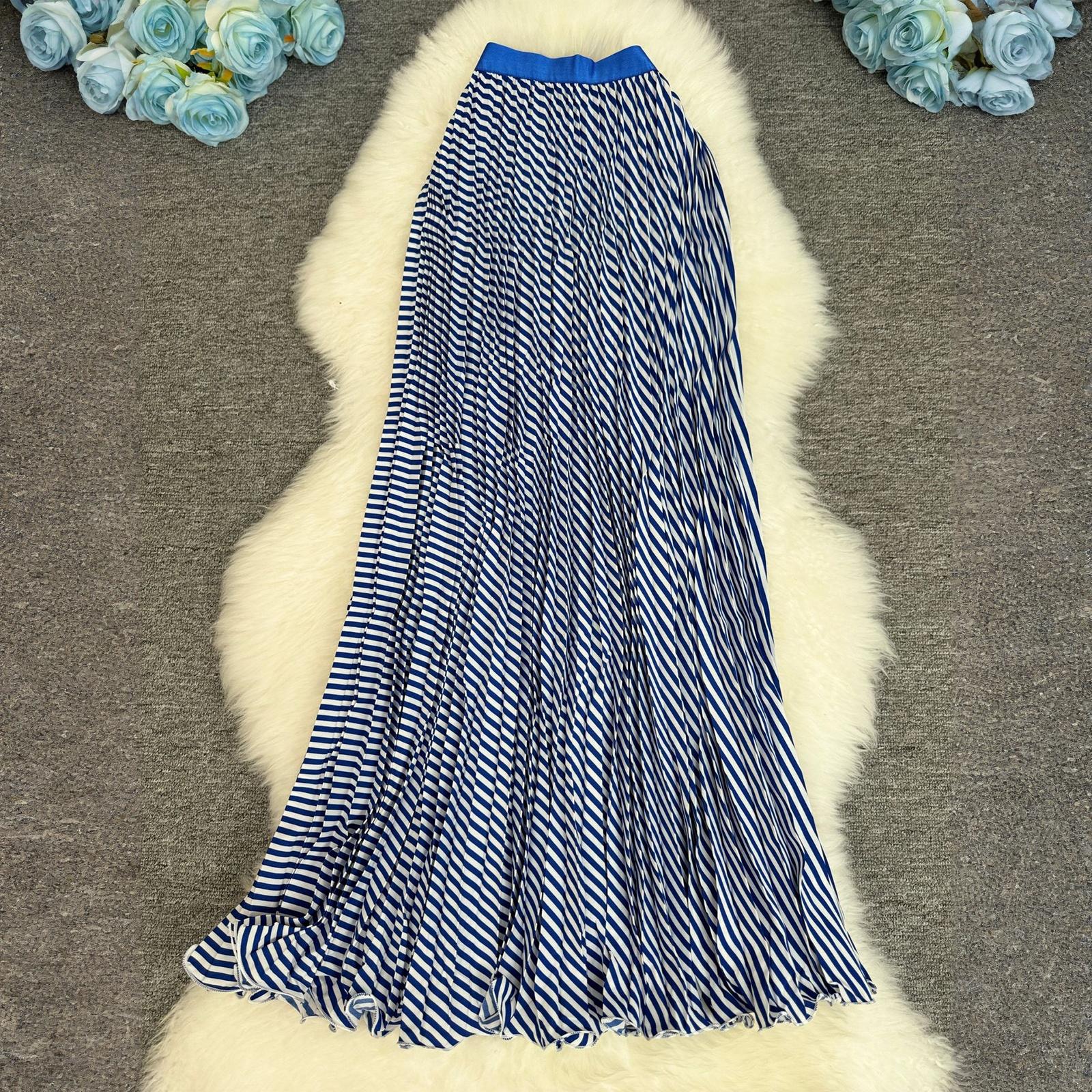 

Женская модная классическая универсальная юбка А-силуэта с принтом, высокая талия, темпераментная, средней длины One Size синий