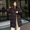 Down cotton clothes for women's winter new over-knee long casual loose and thin thickened jacket for women's thermal hooded